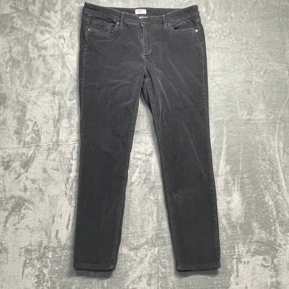 Liz Claiborne Corduroy Pants Womens 12P Gray Classic Fit Skinny Mid Rise Stretch